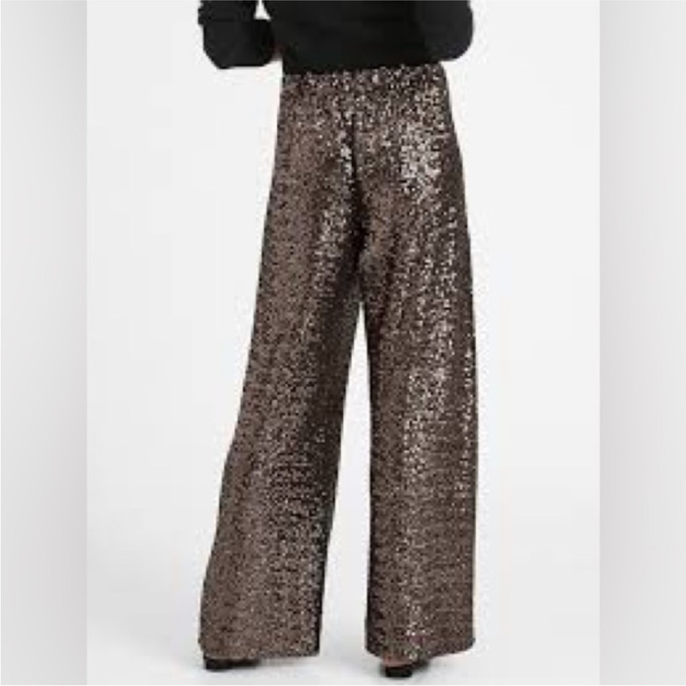 Banana Republic Gold Sequin Wide Leg Pants, Sz M - Picture 2 of 4
